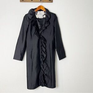 Vintage Milly Black Wool Silk Ruffly Coat